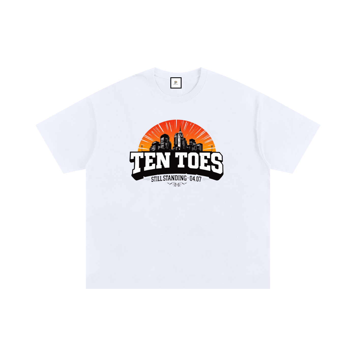 Ten Toes™ “Still Standing” Oversized Tee – White