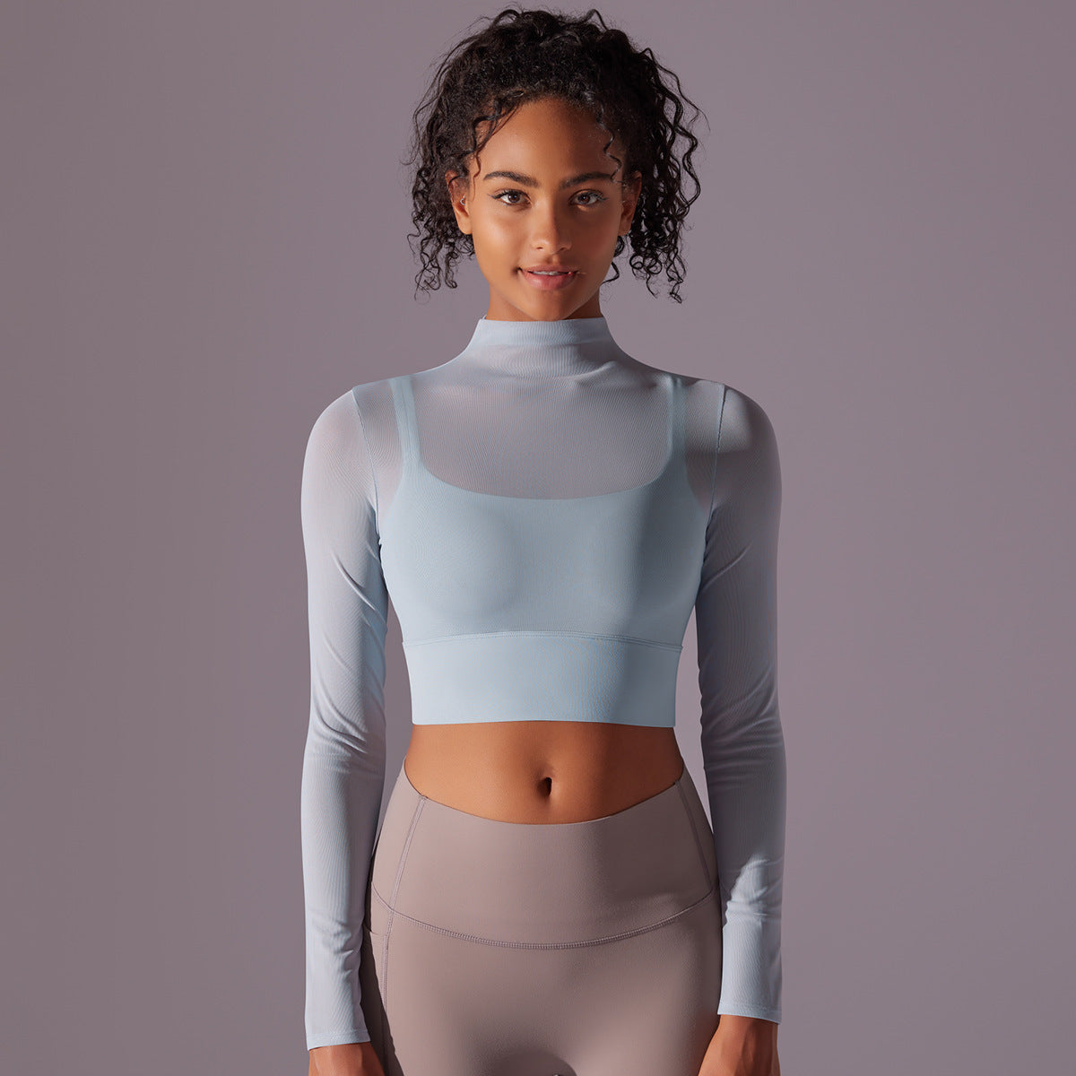 Mesh Workout Clothes Long Sleeve Quick-drying Workout Clothes Top For Women
