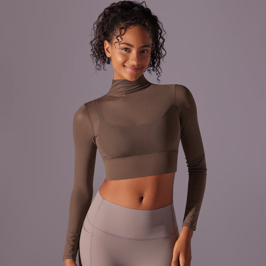 Mesh Workout Clothes Long Sleeve Quick-drying Workout Clothes Top For Women