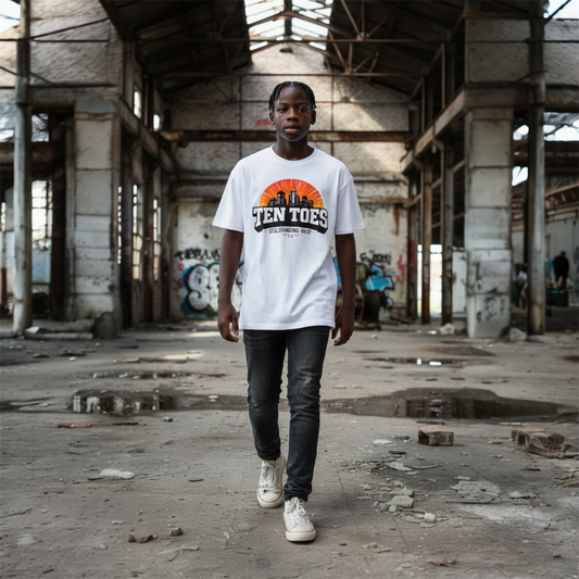 Ten Toes™ “Still Standing” Oversized Tee – White