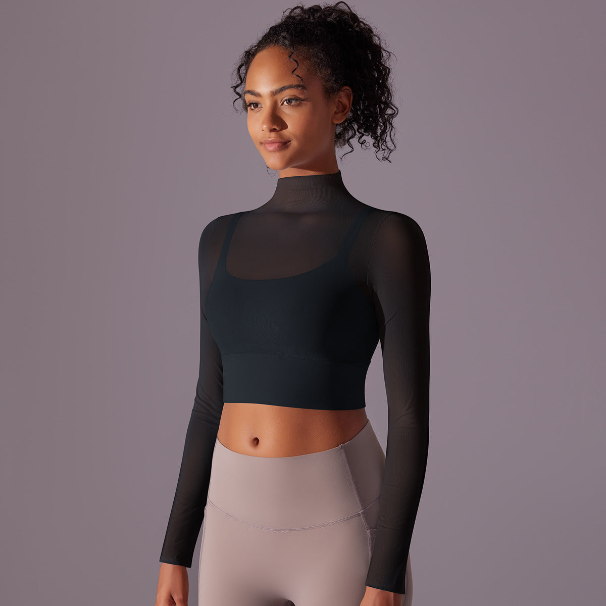 Mesh Workout Clothes Long Sleeve Quick-drying Workout Clothes Top For Women