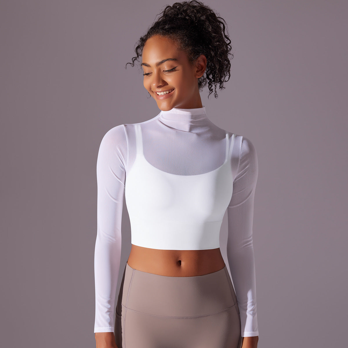 Mesh Workout Clothes Long Sleeve Quick-drying Workout Clothes Top For Women