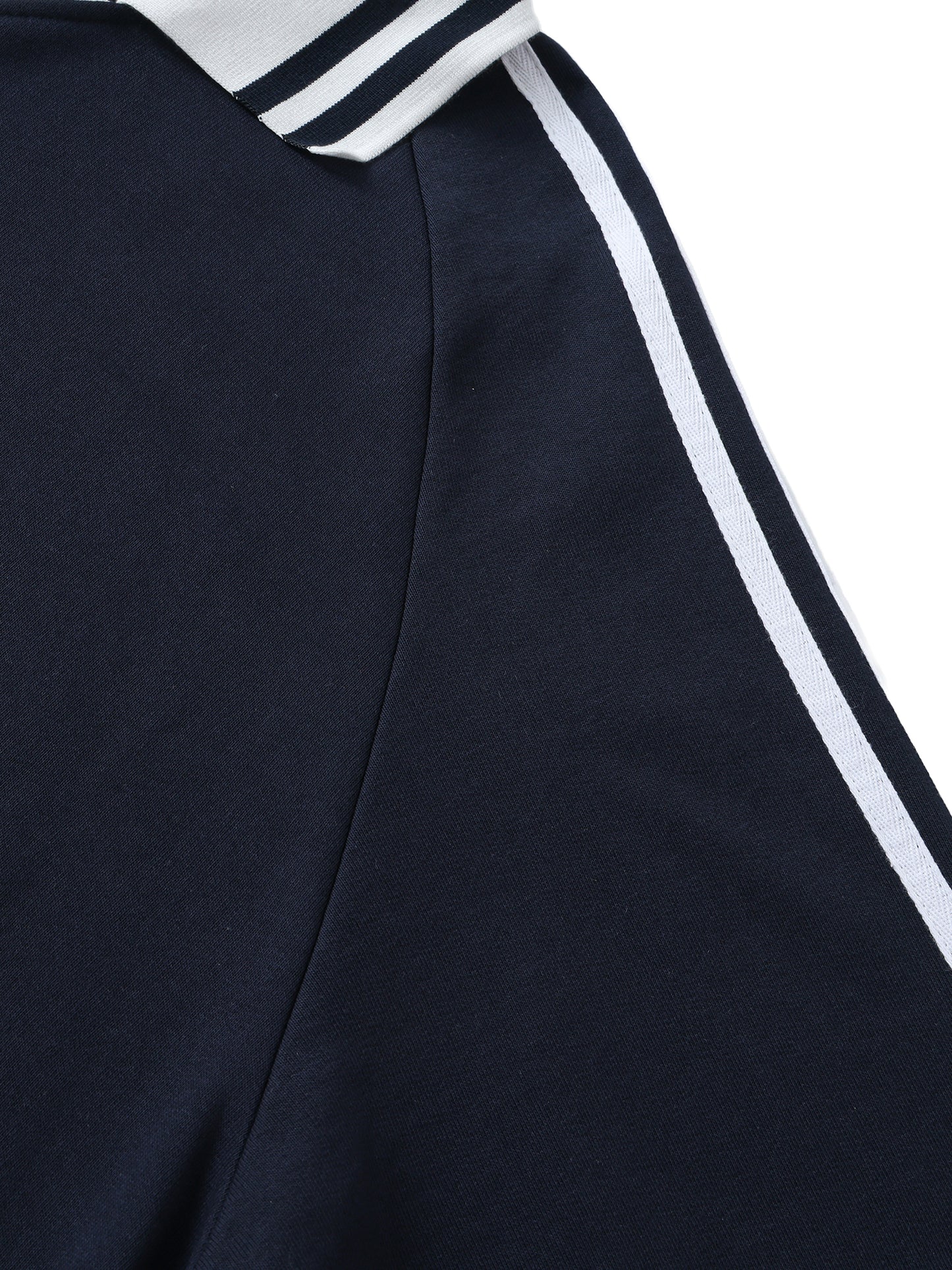 Power Circle Brand Contrast Striped Lapel Collar Sweatshirt