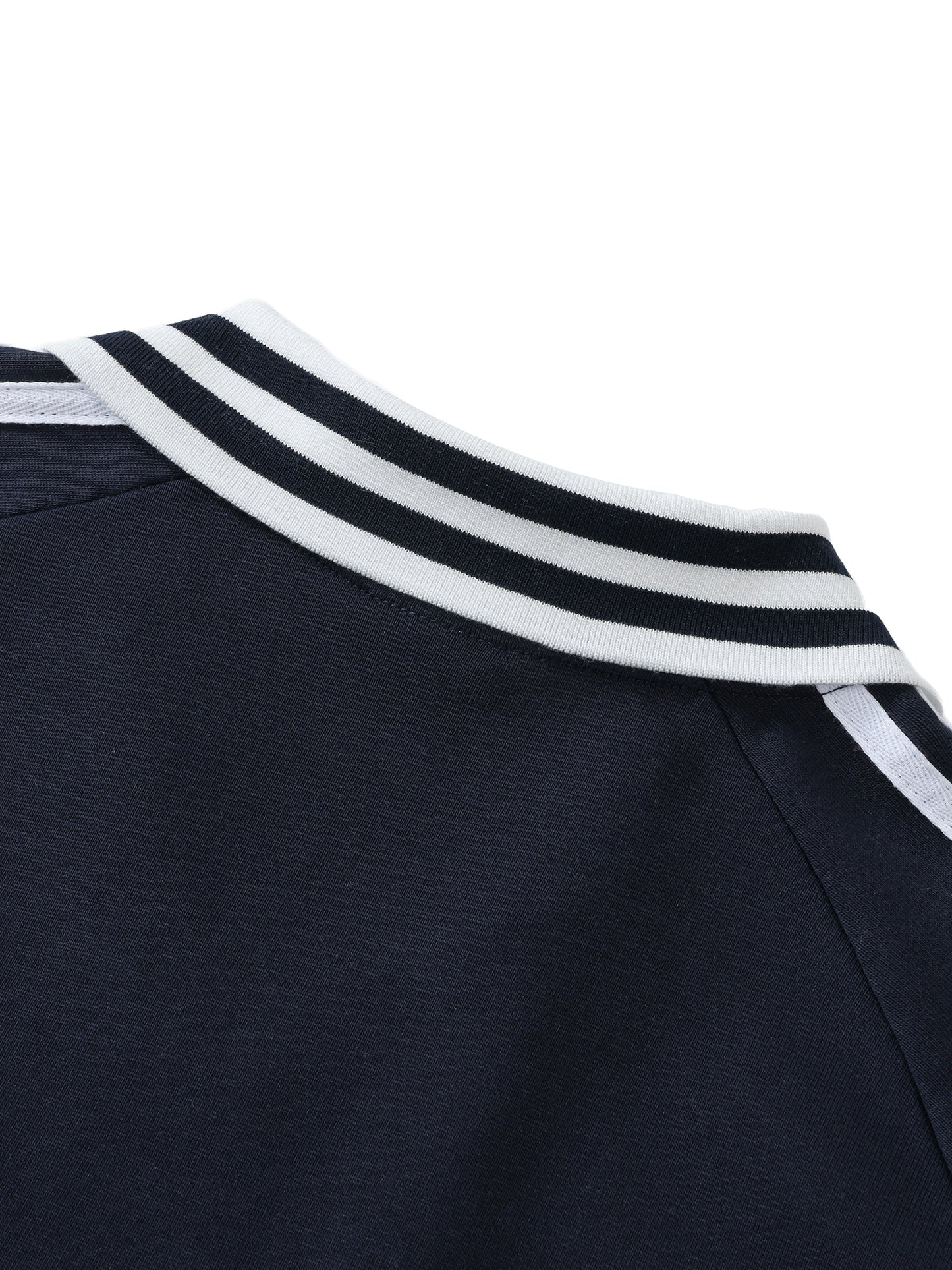 Power Circle Brand Contrast Striped Lapel Collar Sweatshirt